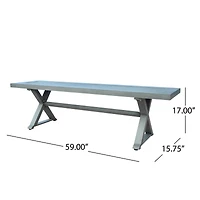 Streamdale Modern Aluminum Outdoor Dining Bench, Dark Gray