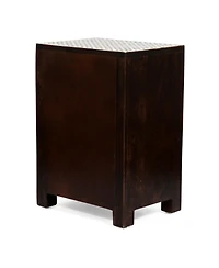 Simplie Fun Mango Wood Bone Inlay Nightstand With 3 Drawers