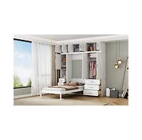 Streamdale Furniture Twin Size Murphy Bed with Lockers & Wardrobes, White