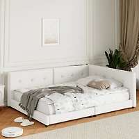 Streamdale Upholstered Queen Size Platform Bed With Usb Ports