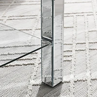 Simplie Fun Art Deco Mirror Coffee Table: Silver Mirror Glass with Diamond Edge Frame