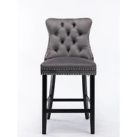 Streamdale Luxurious Velvet Barstools with Button Tufted Backrest (Set Of 2)