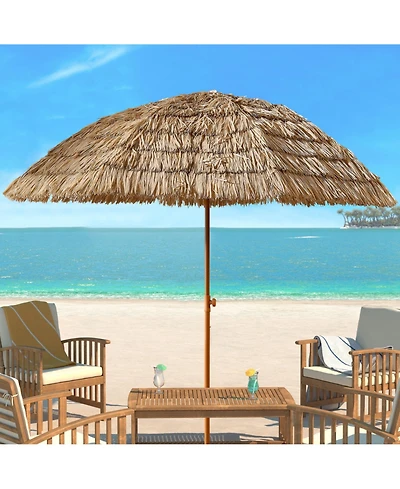 Streamdale 8' Thatch Tiki Umbrella, Hawaiian Hula Beach Umbrella