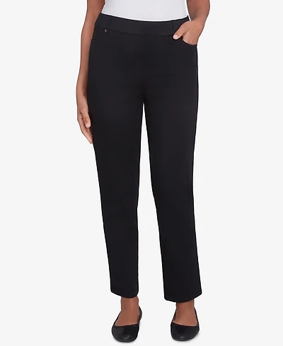 Alfred Dunner Women's Harvest Moon Super Stretch Elastic Faux Fly Denim Short Length Pants