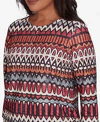 Alfred Dunner Runway Ready Women's Geometric Crew Neck Top With Side Ruching