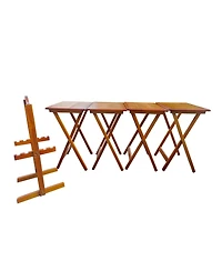 Streamdale Folding Snack Tables with Storage Rack (Set of 4)