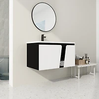 36" Wall-Mounted Vanity with Ceramic Sink & Soft-Close Doors