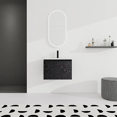 Streamdale Furniture Wall-Mounted Bathroom Vanity with Ceramic Sink & Soft-Close Doors