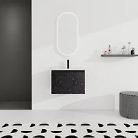 Streamdale Furniture Wall-Mounted Bathroom Vanity with Ceramic Sink & Soft-Close Doors