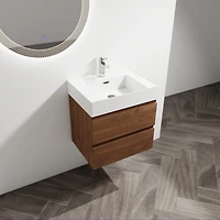 Streamdale 24" Wood Grain Vanity with Resin Sink & Soft-Close Drawers