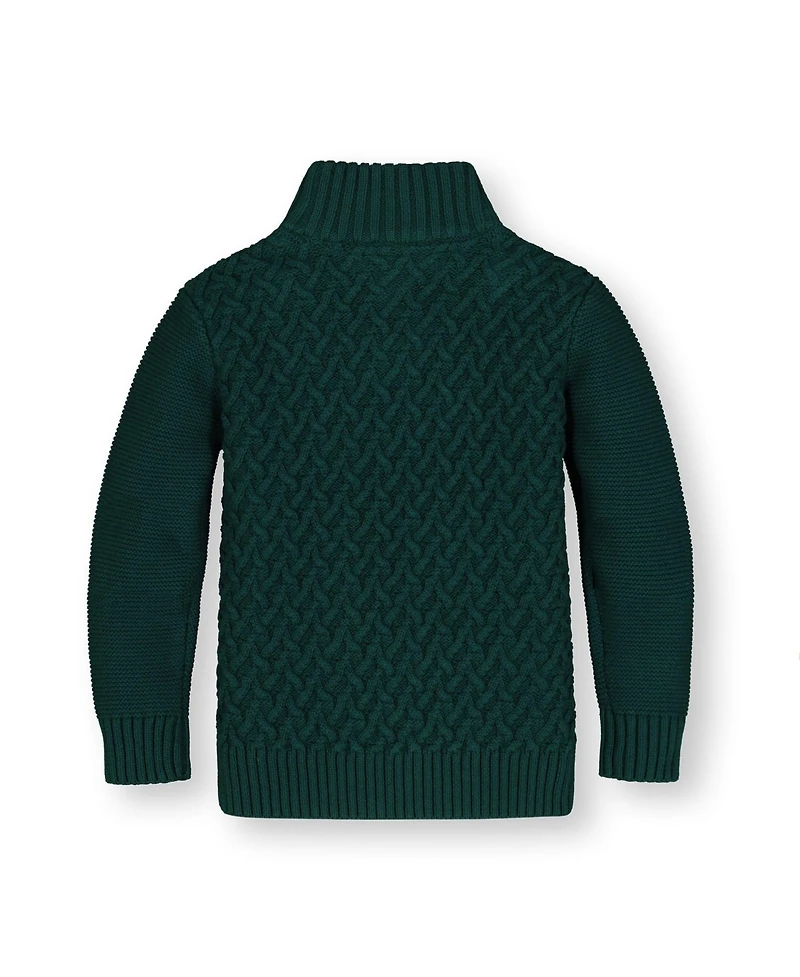 Hope & Henry Baby Boys Long Sleeve Mock Neck Herringbone Cable Sweater