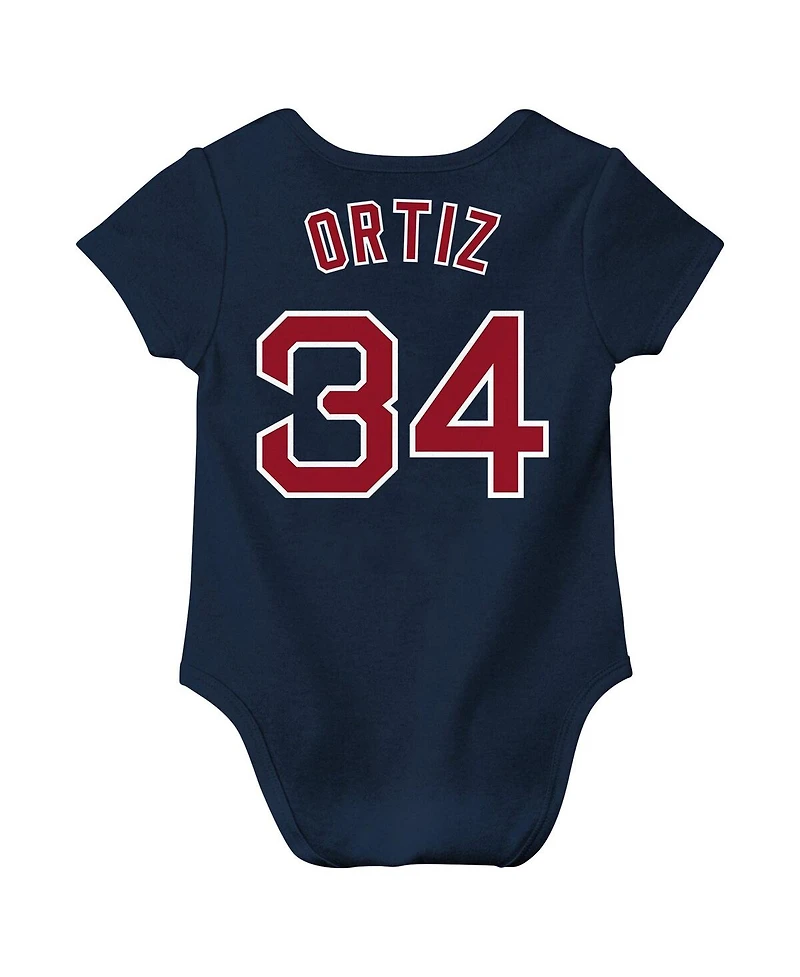 Nike Newborn Baby Boys and Girls David Ortiz Navy Boston Red Sox Fuse Name Number Bodysuit