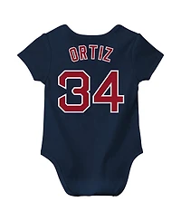 Nike Newborn Baby Boys and Girls David Ortiz Navy Boston Red Sox Fuse Name Number Bodysuit