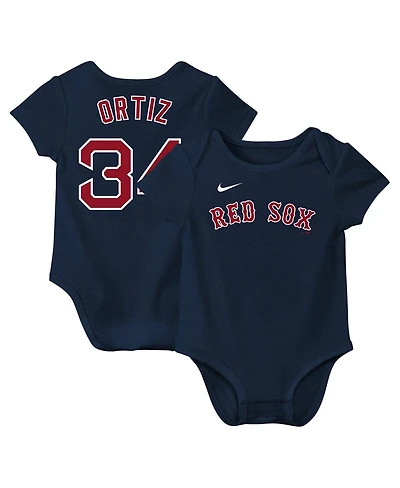 Nike Newborn Baby Boys and Girls David Ortiz Navy Boston Red Sox Fuse Name Number Bodysuit