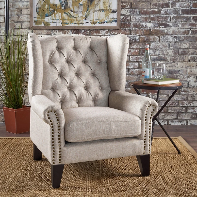 Streamdale Antique-Style Tufted Accent Chair With Decorative Trim