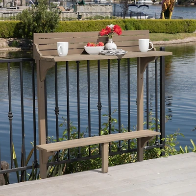 Simplie Fun Acacia Wood Balcony Bar Table, Gray