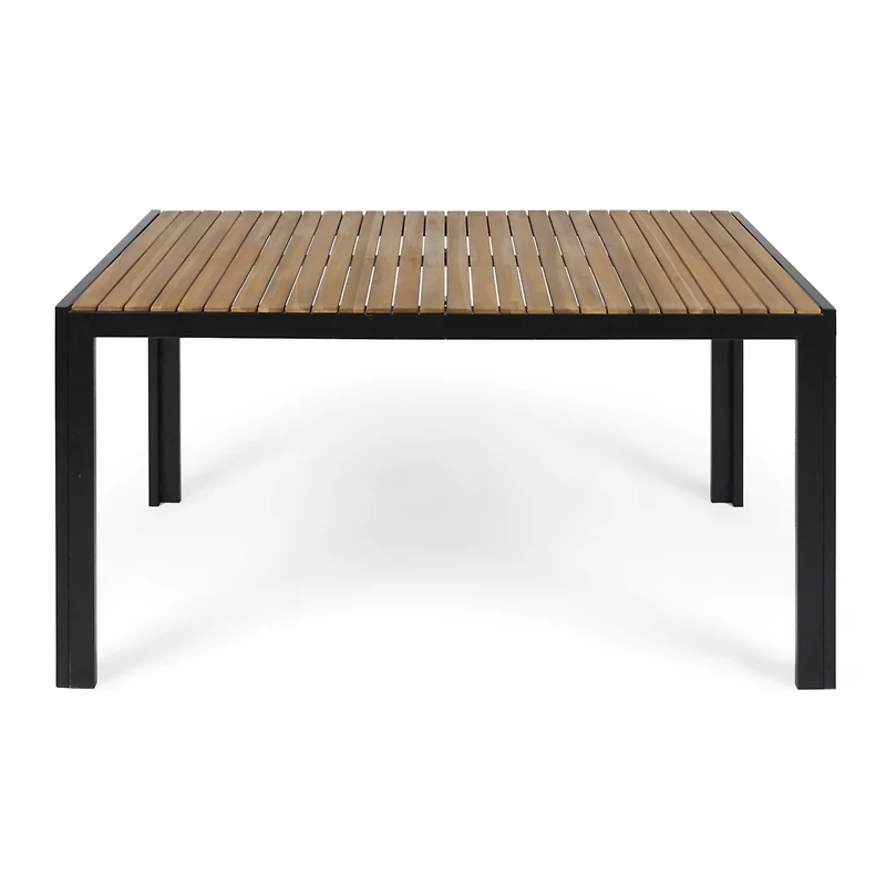 Streamdale Modern Acacia Wood & Iron Outdoor Dining Table