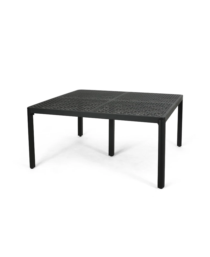 Streamdale Modern Woven Aluminum Dining Table, Antique Matte Black