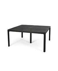 Streamdale Modern Woven Aluminum Dining Table, Antique Matte Black