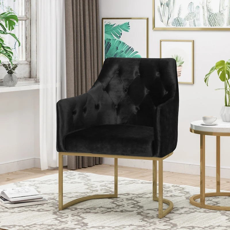 Simplie Fun Luxurious Modern Glam Accent Chair With Gold Accents
