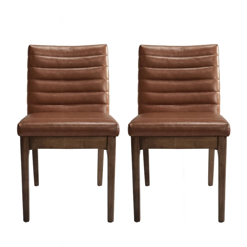 Streamdale Furniture Mid-Century Modern Dining Chair Set With Channel Stitching And Splayed Legs