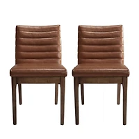 Streamdale Furniture Mid-Century Modern Dining Chair Set With Channel Stitching And Splayed Legs