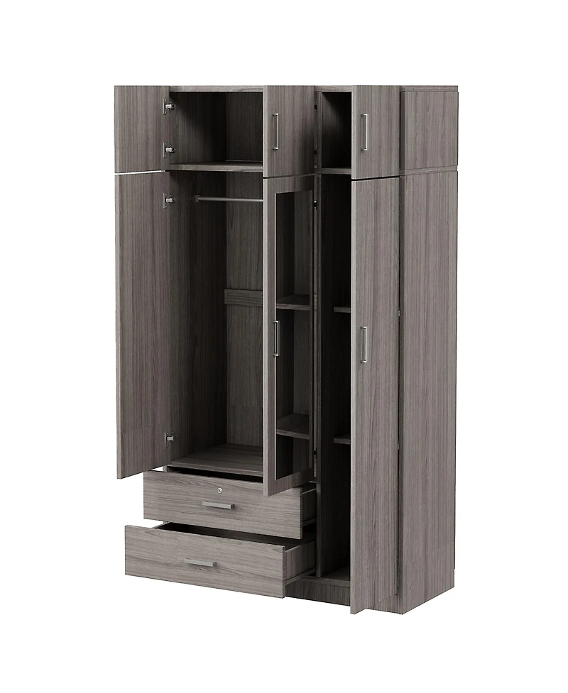 Streamdale Modern 3-Door Wardrobe with Drawers, Mirror, & Cabinet