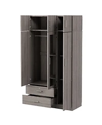 Streamdale Modern 3-Door Wardrobe with Drawers, Mirror, & Cabinet