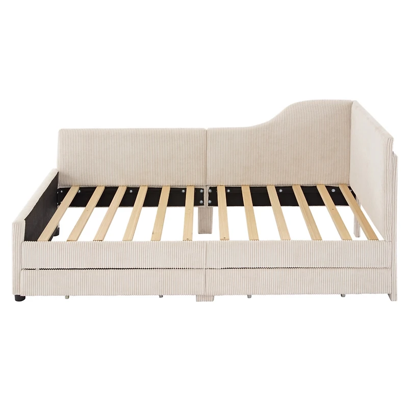 Streamdale Twin L-Shaped Corduroy Daybed with Drawers