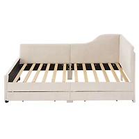 Streamdale Twin L-Shaped Corduroy Daybed with Drawers