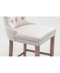 Streamdale Furniture Velvet Barstools with Button Tufted Backrest and Chrome Trim (Set Of 2)