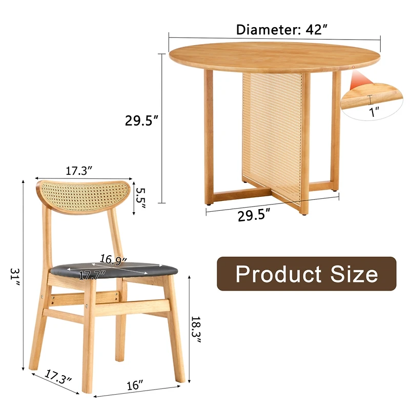 Streamdale Solid Wood Dining Set Table & Chairs for Home & Office