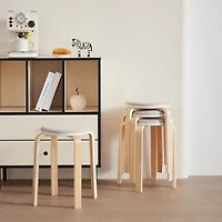 Streamdale Set of 4 Stackable Bentwood Stools for Dining, Kitchen, Classroom