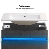 Modern 30" Bathroom Vanity with Radar Light, Storage, Metal Legs