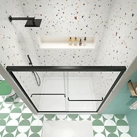 Streamdale Matte Black Bypass Shower Door 56"-60"W x 70"H