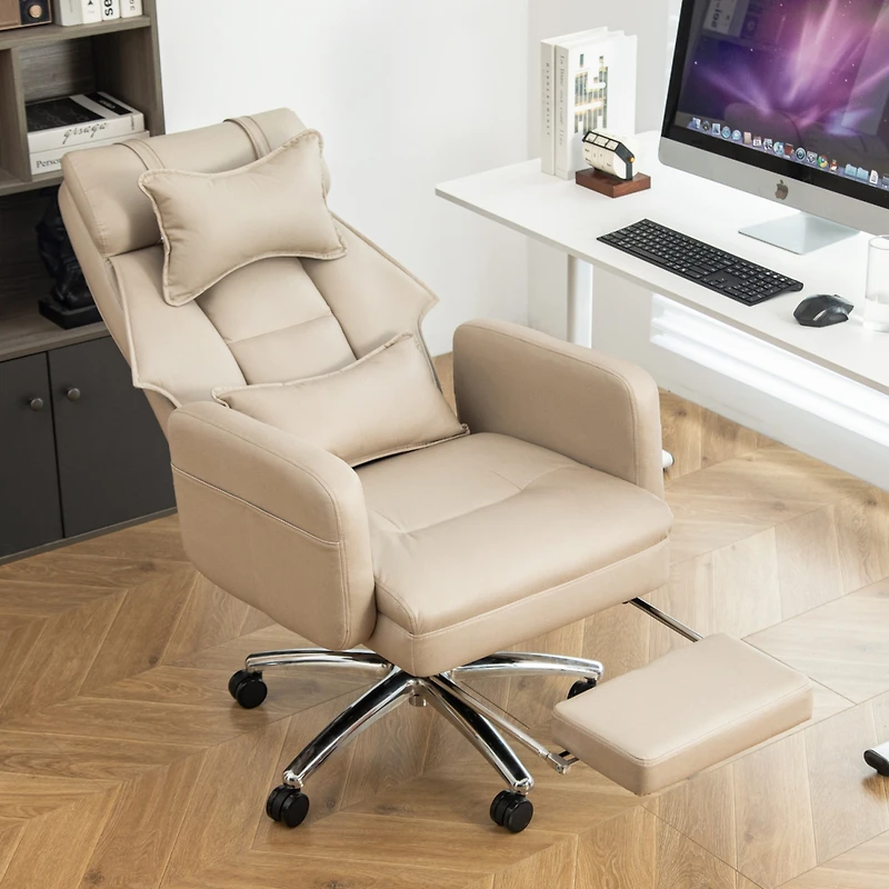 Streamdale Swivel Ergonomic Office Chair with Footrest, Leather, 155 Recline