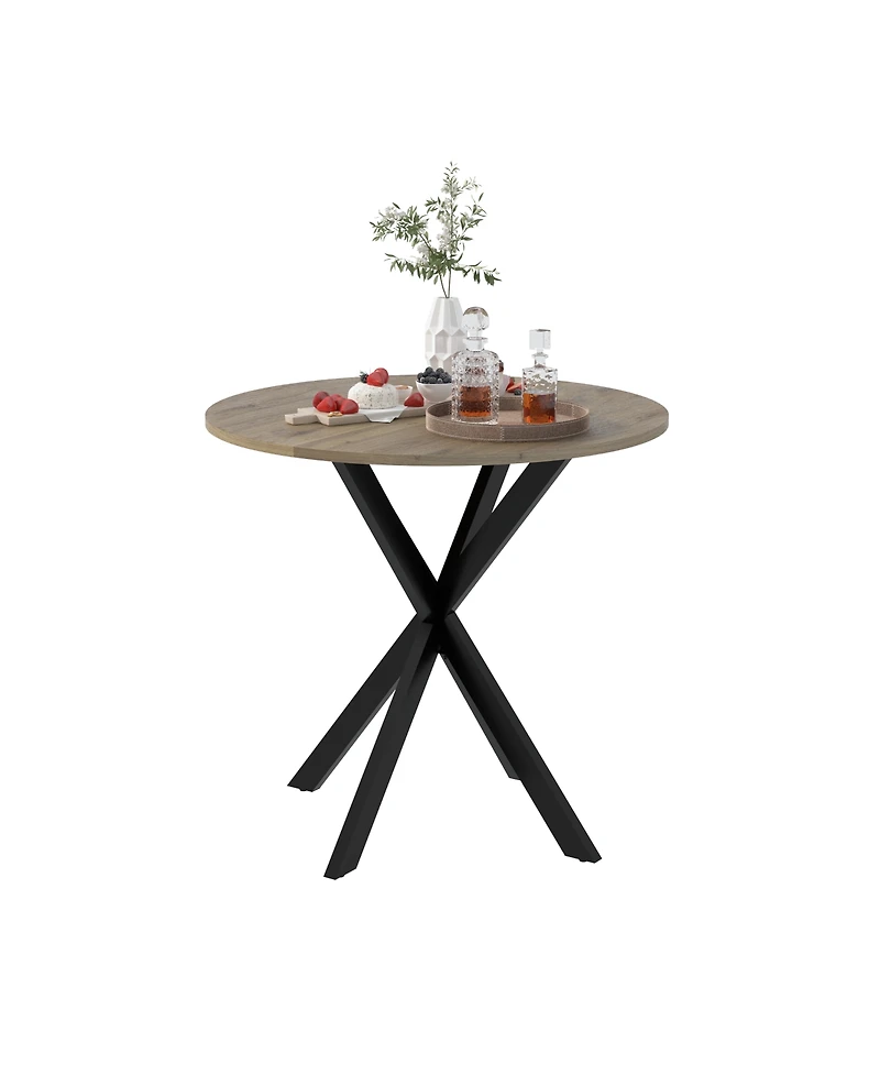Streamdale Modern Industrial Dining Table, 31.5" Round