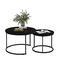 Streamdale 2-Tier Nesting Coffee Table Set with Marble Pattern Top