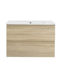Streamdale 30" Wood Grain Vanity with Ceramic Sink and Soft-Close Drawers