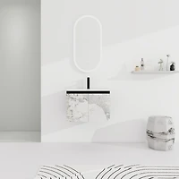 Wall-Mounted Bathroom Vanity with Ceramic Sink & Soft-Close Doors