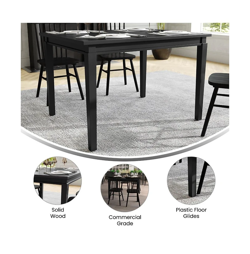 Merrick Lane Hayden Wooden Dining Table With Tapered Legs