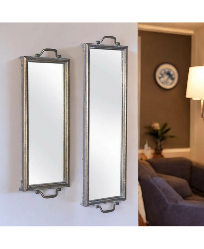 Slickblue Antique Style Mirror Tray For Wall Decor (Set of 2)