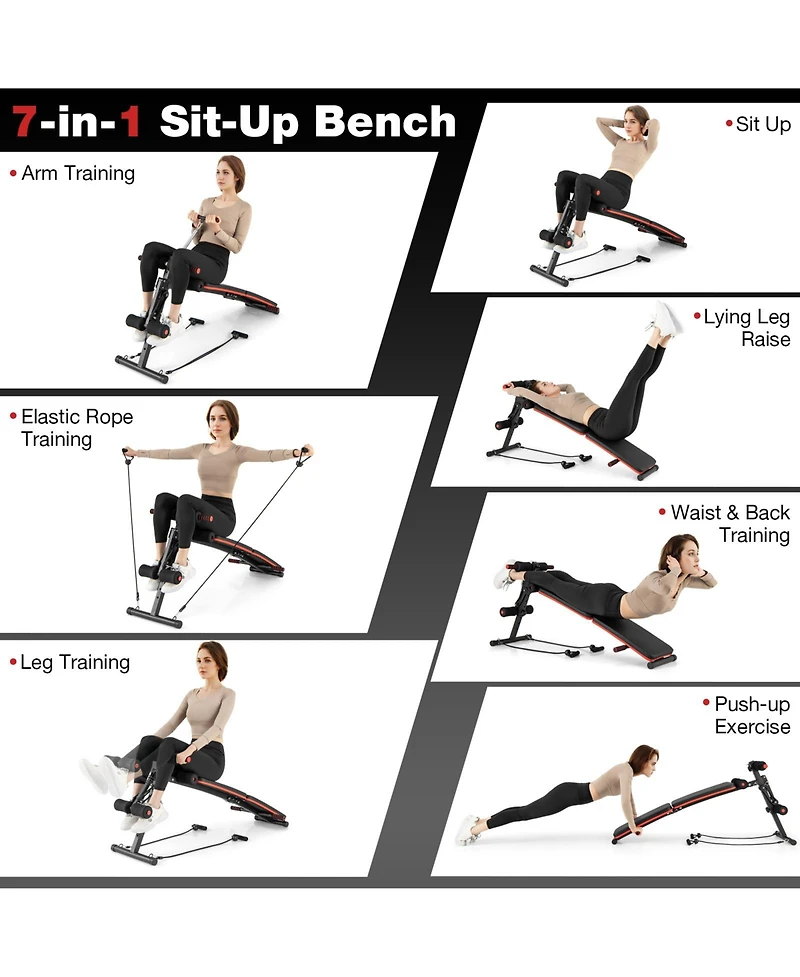 Slickblue Multifunctional Sit up Bench 4 Position Adjustable Metal Workout Bench
