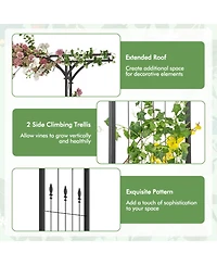 Slickblue 6.8 Feet Garden Arbor with Trellises for Climbing Plant Vine Rose