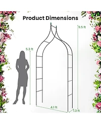 Slickblue 9.5 Feet Decorative Metal Garden Arch for Vine Rose Climbing Wedding Ceremony Party Decoration