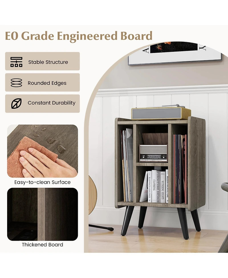 Slickblue Vinyl Record Storage Turntable Stand with 4 Open Shelves