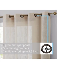 Hlc.me Abbey Faux Linen Textured Semi Sheer Privacy Sun Light Filtering Transparent Window Grommet Long Thick Curtains Drapery Panels for Bedroom & Li
