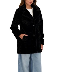 Sebby Collection Women's Crushed Faux Fur Button Front Coat