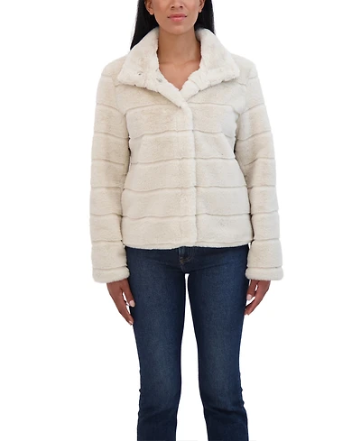Sebby Collection Women's Sheared Faux Fur Snap Front Jacket