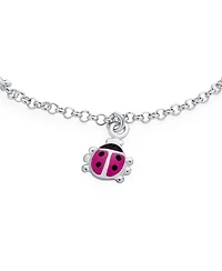 Bling Jewelry Good Luck Lucky Garden Red Colorful 5 Multi Ladybug Dangling Charm Bracelet .925 Sterling Silver